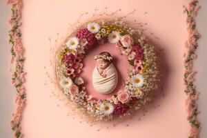 infant digital background with flowers. photo