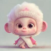 cute and sweet baby pixar style white fairy tinny rabbit. . photo