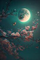 Dream and fairy flying moon Chinese style. . photo