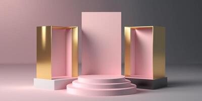 realista 3d rosado tema podio para producto mostrar. ai generado foto