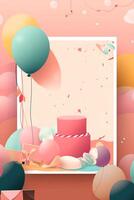 Colorful simple decoration illustration for party, birthday, baby shower, bridal shower, graduation, business event, grand opening, anniversary, holiday invitation draft and greetings card template. photo