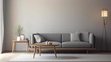Simple minimalist modern living room, cozy, comfortable, and elegant for house and apartment, good interior. photo