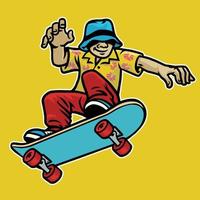 cool guy enjoying skateboard vector