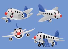 set bundle of cartoon airplane vector