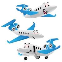 set bundle cartoon of private jet plane character vector