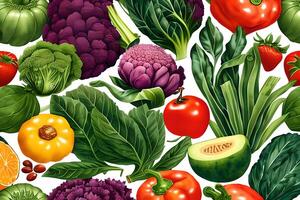 Vegetable pattern and texture background illustration watercolor seamless collection for fabric or any media print. photo