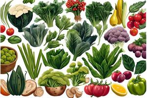 Vegetable pattern and texture background illustration watercolor seamless collection for fabric or any media print. photo