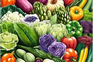 Vegetable pattern and texture background illustration watercolor seamless collection for fabric or any media print. photo