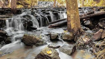 Beautiful small waterfall in autumn season photo