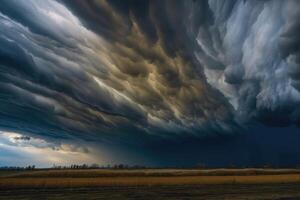 Dramatic asperatus clouds in the sky created with technology. photo