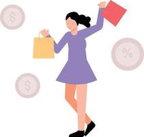 The girl is carrying shopping bags. vector