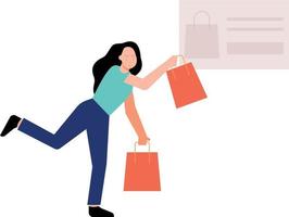 The girl is carrying  shopping bags. vector