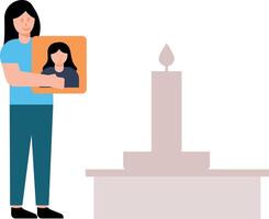 The girl is lighting a candle. vector