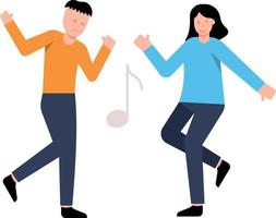 Boy and girl dancing to music. vector