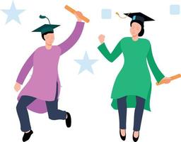 Boy and girl holding their graduation degrees. vector