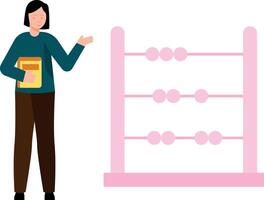 The girl is studying abacus. vector