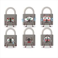 Lock cartoon in character with sad expression vector