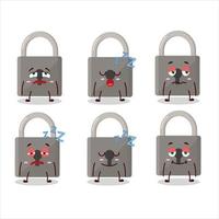 Cartoon character of lock with sleepy expression vector