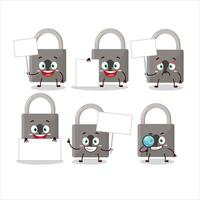 Lock cartoon in character bring information board vector