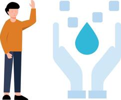 The boy is saving water for the environment. vector