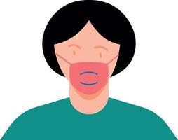 A girl is wearing a face mask. vector