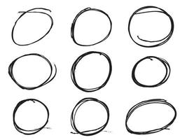 Hand drawn scribble line circles and arrows.  doodle round circles for message note mark design element. vector illustration