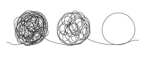 garabatos de líneas de garabatos. el concepto de transición de complicado a simple, aislado en fondo blanco. ilustraciones vectoriales vector