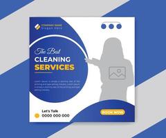 Cleaning service social media post or web banner design template vector