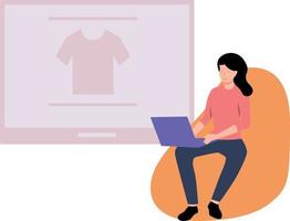 The girl is shopping online. vector