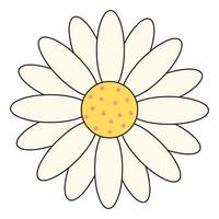 Groovy daisy flower. Retro chamomile 60s 70s clipart. vector