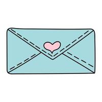 garabatear sobre con corazón. postal elemento. correo icono. vector