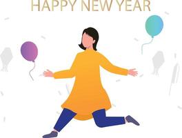 The girl is celebrating the new year. vector