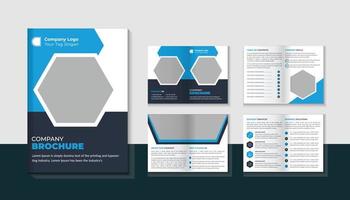 business bifold brochure or magazine cover design vector template