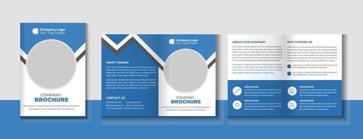 business bifold brochure or magazine cover design vector template