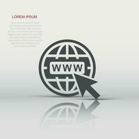 Vector go to web icon in flat style. Globe world sign illustration pictogram. WWW url business concept.