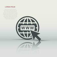 Vector go to web icon in flat style. Globe world sign illustration pictogram. WWW url business concept.