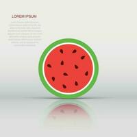 Watermelon icon in flat style. Juicy ripe fruit sign illustration pictogram. Dessert business concept. vector