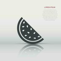 Watermelon icon in flat style. Juicy ripe fruit sign illustration pictogram. Dessert business concept. vector