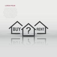 Vector buy or rent house icon in flat style. House sign illustration pictogram. Home business concept.