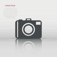 Vector photo camera icon in flat style. Photographer cam sign illustration pictogram. Camera business concept.