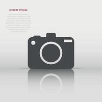 Vector photo camera icon in flat style. Photographer cam sign illustration pictogram. Camera business concept.