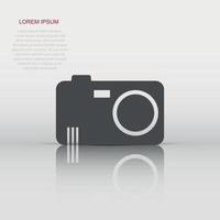 Vector photo camera icon in flat style. Photographer cam sign illustration pictogram. Camera business concept.