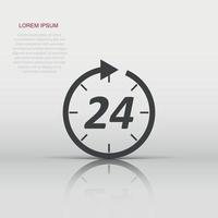 Vector time icon in flat style. 24 hours sign illustration pictogram. Clock timer business concept.