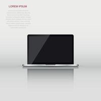 Laptop with white screen flat icon. Computer vector illustration on white background.