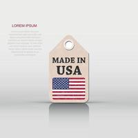 Hang tag made in USA with flag. Vector illustration