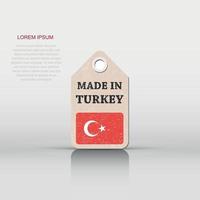 colgar etiqueta hecho en Turquía con bandera. vector ilustración