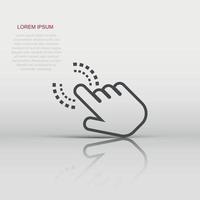 Vector click hand icon in flat style. Cursor finger sign illustration pictogram. Pointer business concept.