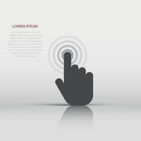 Vector click hand icon in flat style. Cursor finger sign illustration pictogram. Pointer business concept.