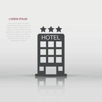 Vector hotel icon in flat style. Tower sign illustration pictogram. Hotel apartment business concept.