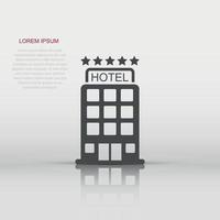 vector hotel icono en plano estilo. torre firmar ilustración pictograma. hotel Departamento negocio concepto.